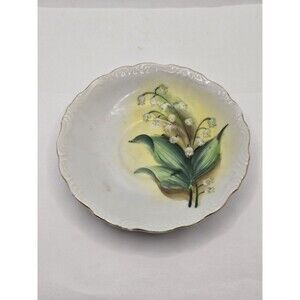 Vintage Norcrest Saucer  Only , Green Floral Theme  Gold Trim  Japan Plate Only